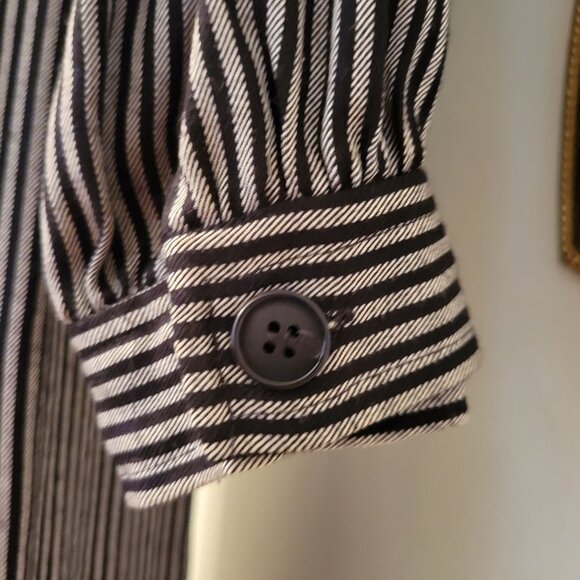 Albert Nipon Petites 4 Black White Striped Double Breasted Dress Rayon Vintage - Picture 7 of 8